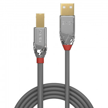 USB Laidas - LINDY Cromo Line USB 2.0 Type A į B Laidas, 7.5 m, Pilkas