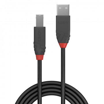 USB Laidas - LINDY Anthra Line USB 2.0 Type A to B Laidas, 10 m, Juodas