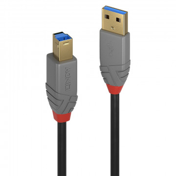USB Laidas - LINDY Anthra Line USB 3.2 Type A į B Laidas M/M, 5Gbps, 1 m, Juodas