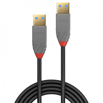 USB Laidas - LINDY Anthra Line USB 3.2 Type A Laidas M/M, 5Gbps, 3 m, Juodas