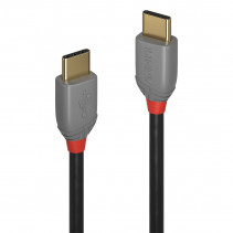 USB Laidas - LINDY Anthra Line USB 2.0 Type C Laidas M/M, 60W PD, 2 m, Juodas