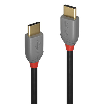 USB Laidas - LINDY Anthra Line USB 2.0 Type C Laidas M/M, 60W PD, 2 m, Juodas