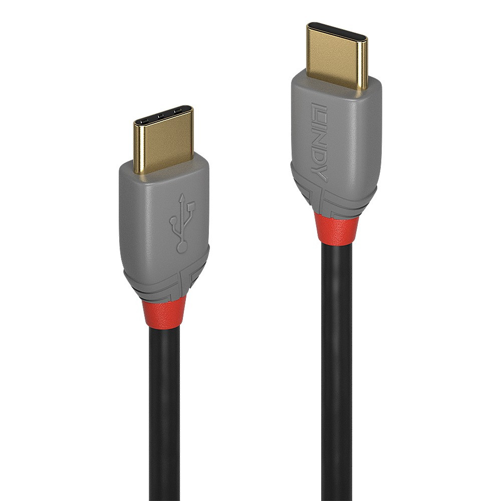 USB Laidas - LINDY Anthra Line USB 2.0 Type C Laidas M/M, 60W PD, 2 m, Juodas