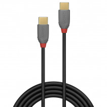 USB Laidas - LINDY Anthra Line USB 2.0 Type C Laidas M/M, 60W PD, 2 m, Juodas