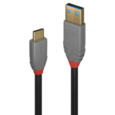 USB Laidas - LINDY Anthra Line USB 3.2 Type A į C Laidas M/M, 10Gbps, 1 m, Juodas