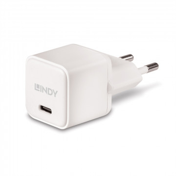 Įkroviklis - LINDY USB Type C GaN Įkroviklis, 20W, Baltas