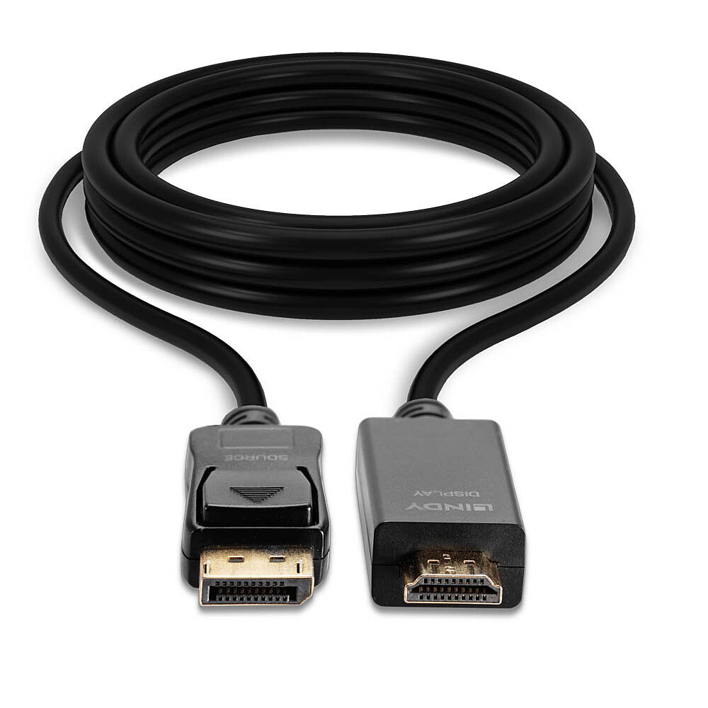 DisplayPort Kabelis - LINDY DisplayPort į HDMI Kabelis, 3840x2160@30Hz, 5 m, Juodas