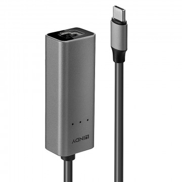 Tinklo Adapteris - LINDY USB 3.2 Type C į 2.5G Ethernet Konverteris, 5 Gbps, Sidabrinis
