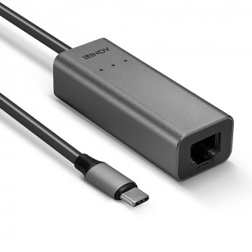 Tinklo Adapteris - LINDY USB 3.2 Type C į 2.5G Ethernet Konverteris, 5 Gbps, Sidabrinis