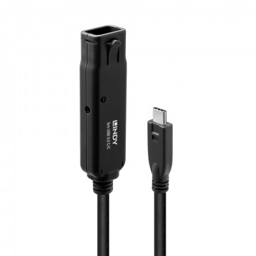 USB Laidas - LINDY USB 3.2 C/C Aktyvus Prailginimas, 10Gbps Duomenų Perdavimas, 5 m, Juodas
