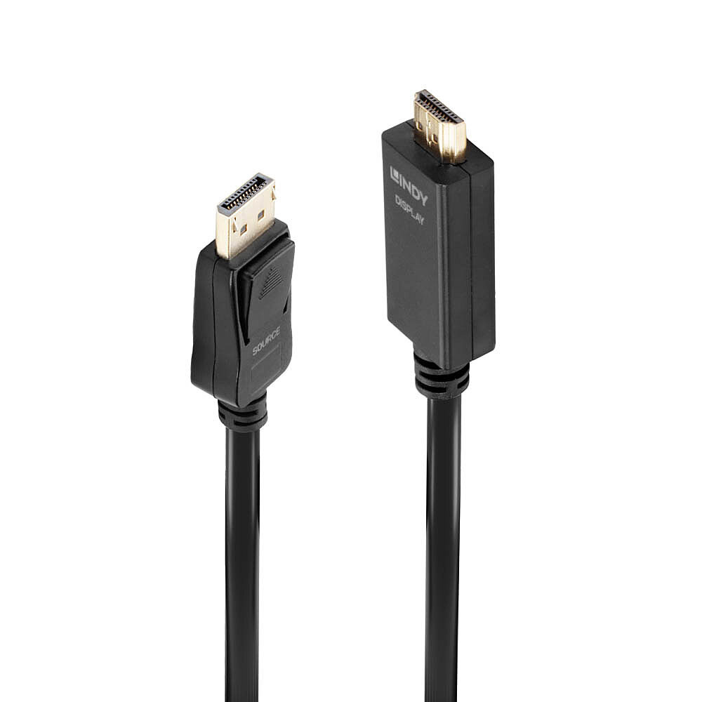Adapteris - LINDY Display Port į HDMI 4K30Hz Adapterio Kabelis, 0.5 m, Juodas