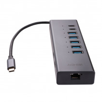 Nešiojamojo Kompiuterio Mini Dokavimo Stotis - LINDY DST-Mini Duo, USB-C Dokas, 2x 4K HDMI, PD 100W, Gigabit Ethernet