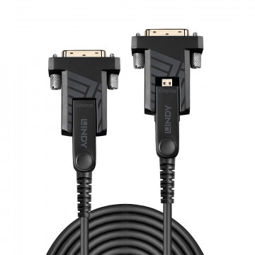 HDMI Laidas - LINDY Šviesolaidinis Hibridinis Micro-HDMI 4K60 Laidas, 18Gbps, Atsparus Micro-HDMI, HDMI, DVI, 10 m, Juodas