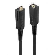 HDMI Laidas - LINDY Šviesolaidinis Hibridinis Micro-HDMI 4K60 Laidas, 18Gbps, Atsparus Micro-HDMI, HDMI, DVI, 10 m, Juodas
