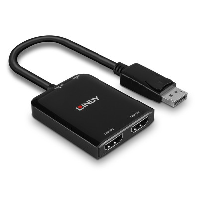 Adapteris - LINDY DisplayPort į 2 Port HDMI MST Hub, 3840x2160@30Hz, 5VDC, Maitinimo Šaltinis