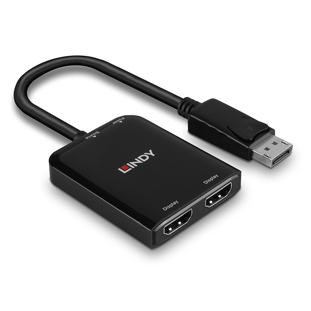 Adapteris - LINDY DisplayPort į 2 Port HDMI MST Hub, 3840x2160@30Hz, 5VDC, Maitinimo Šaltinis