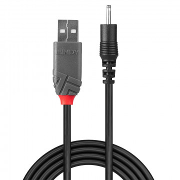 USB Laidas - LINDY USB 2.0 Type A į 2.5 mm DC Laidas, 1.5 m, Juodas