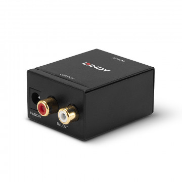 Garso Adapteris - LINDY TosLink ir Bendraašis į Phono DAC Adapteris, 24-bit/96KHz, Juodas