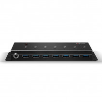 USB Hub - LINDY 7 Prievadų USB 3.0 Metalinis Hub, 5 Gbps, Juodas