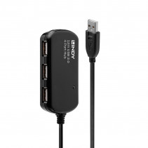 USB Hub - LINDY USB 2.0 Aktyvus Prailginimo Pro Hub Laidas, 12 m, Juodas