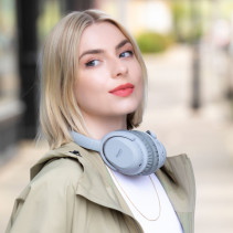 Belaidės Ausinės - LINDY Belaidės Aktyvios Triukšmo Slopinimo Ausinės Premium, LH500XW, 30h Baterija, Pilkos