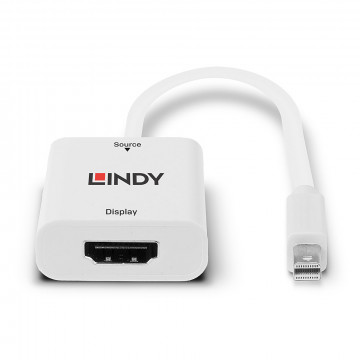 Adapteris - LINDY Mini DisplayPort 1.2 į HDMI 4K 60Hz Aktyvus Adapteris Konverteris, Baltas