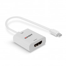Adapteris - LINDY Mini DisplayPort 1.2 į HDMI 4K 60Hz Aktyvus Adapteris Konverteris, Baltas