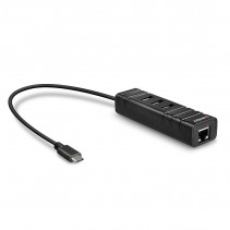 USB Hub - LINDY USB 3.2 Type C Hub, 3 Jungtys, Gigabit Ethernet Konverteris, Juodas
