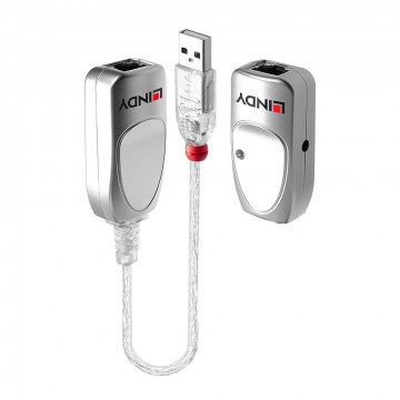 USB Prailginimo Laidas - LINDY USB 1.1 Cat.6 Prailginimo Laidas, 50 m, Skaidrus