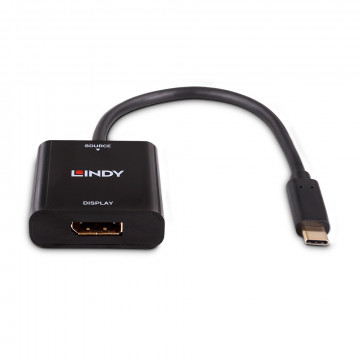 Adapteris - LINDY USB Type C į DisplayPort 4k144 Konverteris, Juodas
