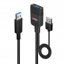 USB Laidas - LINDY Hibridinis USB 3.2 Type A Laidas, 10Gbps, 35 m, Juodas