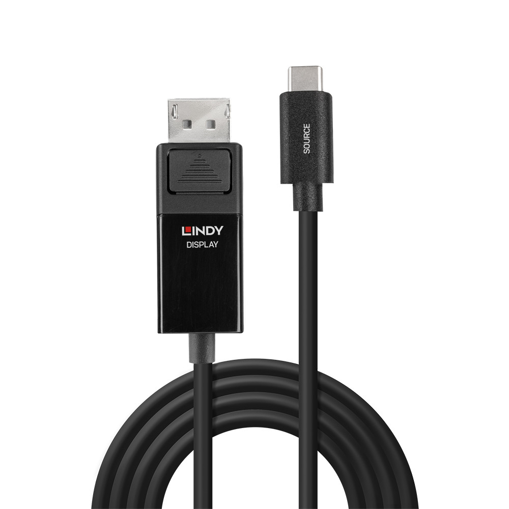 Adapterio Kabelis - LINDY USB Type C į DP 8K60 Adapterio Kabelis, 7680x4320, 32.4Gbps, 3 m, Juodas
