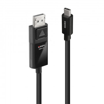 Adapterio Kabelis - LINDY USB Type C į DP 8K60 Adapterio Kabelis, 7680x4320, 32.4Gbps, 3 m, Juodas