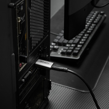 Adapteris - LINDY DisplayPort į HDMI Aktyvus Keitiklis, 8K60Hz, 3840x2160@120Hz, 48Gbps, Pilkas