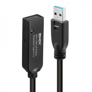 Adapteris - USB 3.0 Aktyvus Pratęsimas 20m Type A į C 5 Gbps