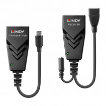 USB Prailginimas - LINDY USB 2.0 Type C Cat.6 Prailginimas, 480Mbps, 100 m, Juodas