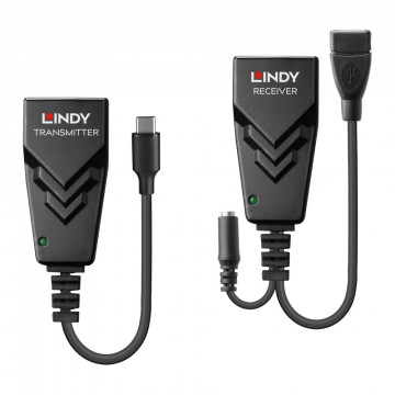 USB Prailginimas - LINDY USB 2.0 Type C Cat.6 Prailginimas, 480Mbps, 100 m, Juodas
