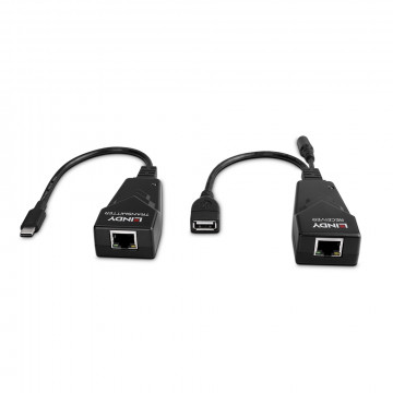 USB Prailginimas - LINDY USB 2.0 Type C Cat.6 Prailginimas, 480Mbps, 100 m, Juodas