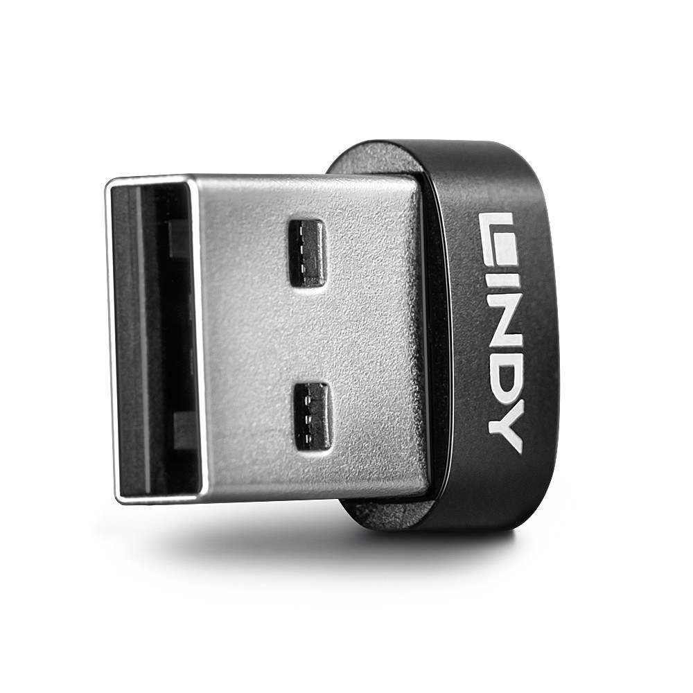 Adapteris - LINDY USB 2.0 Žemo Profilio Type A į Type C Adapteris, 480 Mbps, Juodas