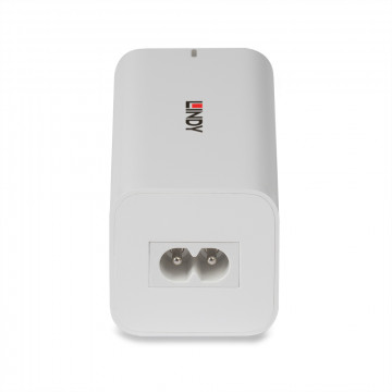 USB Įkroviklis - LINDY 100W 4 Prievadų GaN Įkroviklis su 2x USB Type C ir 2x Type A Prievadai, Baltas
