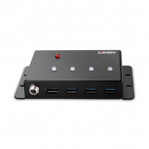 USB Hub - LINDY 4 Prievadų USB 3.0 Metalinis Hub 5Gbps su Montavimo Laikikliais