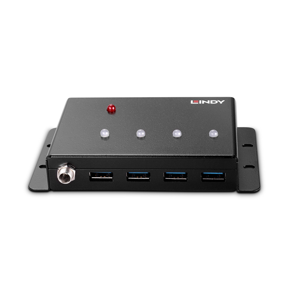 USB Hub - LINDY 4 Prievadų USB 3.0 Metalinis Hub 5Gbps su Montavimo Laikikliais