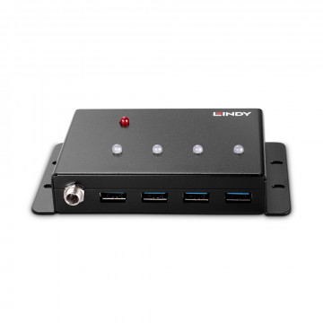 USB Hub - LINDY 4 Prievadų USB 3.0 Metalinis Hub 5Gbps su Montavimo Laikikliais