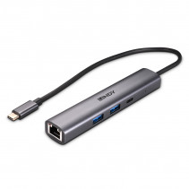 Adapteris - LINDY USB 3.2 Gen 2 Type C Hub, 3 Prievadų su Gigabit Ethernet