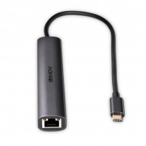 Adapteris - LINDY USB 3.2 Gen 2 Type C Hub, 3 Prievadų su Gigabit Ethernet