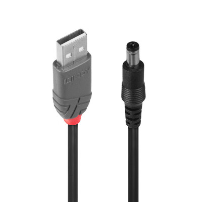USB Laidas - LINDY USB 2.0 Type A į 5.5mm DC Laidas, 1.5 m, Juodas