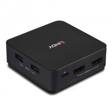 KVM Jungiklis - LINDY 2 Prievadų Type C, Dvigubas HDMI 4K60 KVM Jungiklis su USB 3.2 Gen 2, 100W PD