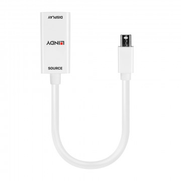 Adapteris - LINDY Mini DisplayPort 1.2 į HDMI 4K Pasyvus Adapteris Konverteris, 30Hz, 10.8Gbps, Baltas