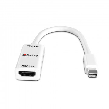 Adapteris - LINDY Mini DisplayPort 1.2 į HDMI 4K Pasyvus Adapteris Konverteris, 30Hz, 10.8Gbps, Baltas