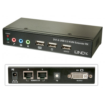 KVM Ilgintuvas - LINDY SB ir garso KVM Ilgintuvas, 50 m, Cat.6, 1920x1200 60Hz, Juodas